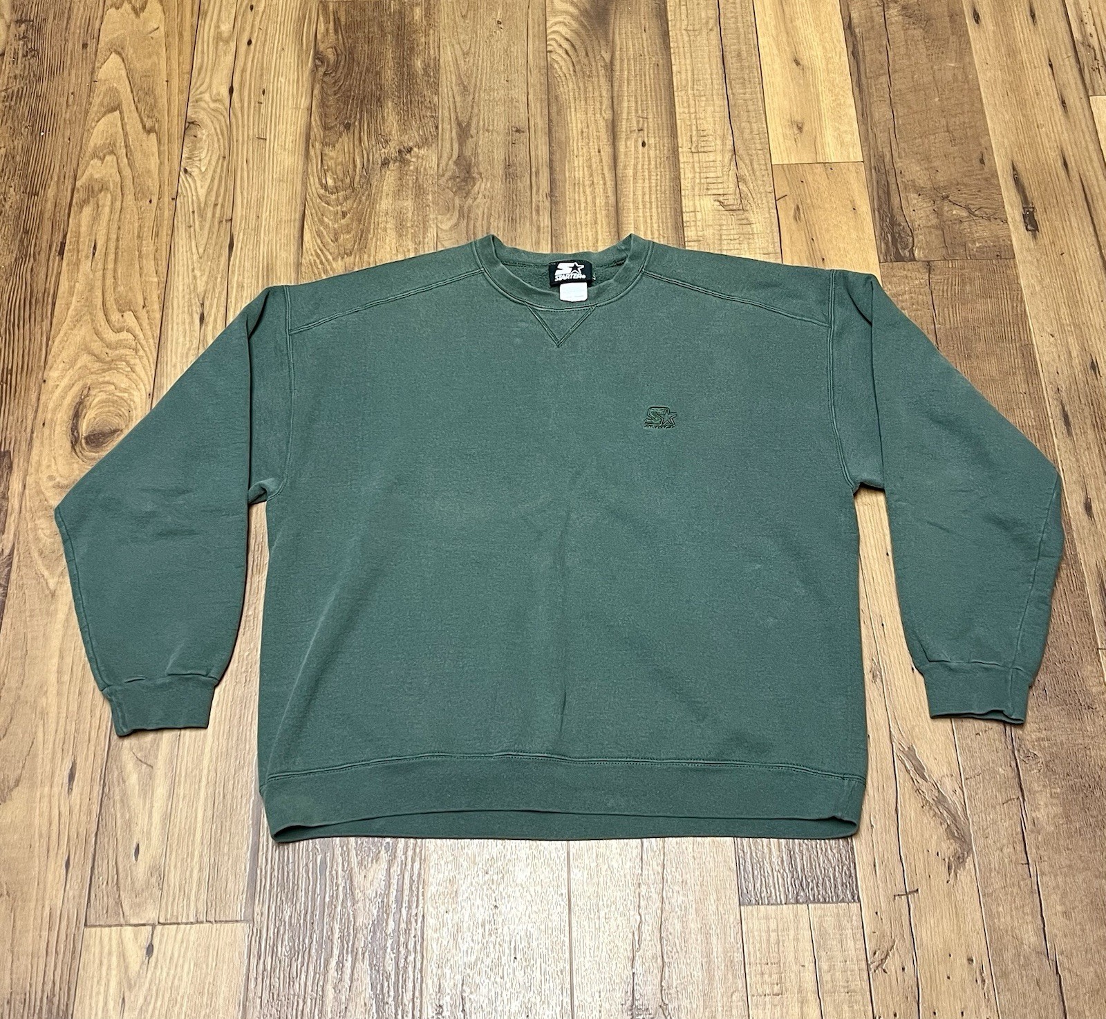 Vintage Starter Blank Forest Green Embroidered Crewneck Sweatshirt/ Sz: Large