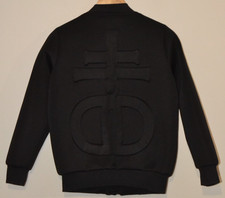 Schwarze Dropdead Drop Dead Damen-Bomberjacke mit Reißverschluss und großem Logo Größe 8