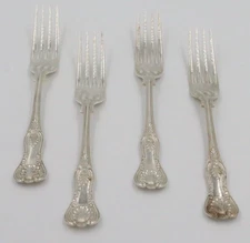 Cooper Brothers & Sons Sterling Silver Shell & Scroll 1922 Sheffield Fork Set 4