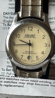 Sharp Supersteel Watch 352620 Stainless Steel Silver Dial 5ATM Water Resistant
