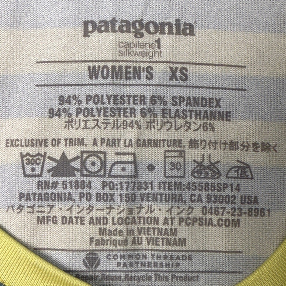 Patagonia Capilene Silkweight Graphic Crew Shirt Top Women XS Stripe Baselayer thumbnail 2