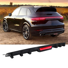 Matte Black Rear Bumper Diffuser W Led Brake Light For Porsche Cayenne Co