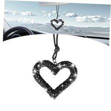 Shakas Bling Heart Car Hanging Accessories, Crystal Rhinestone 1 PC Black