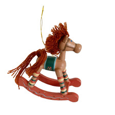 Vintage Christmas Tree Ornament Rocking Horse Wood