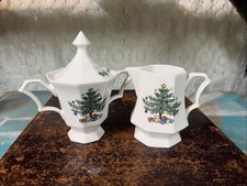 Nikko Christmastime Octagonal Footed Creamer And Sugar Set Christmas