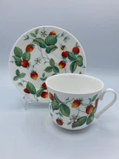 Alpine Strawberry Roy Kirkham England 2000 Cup & Saucer Large