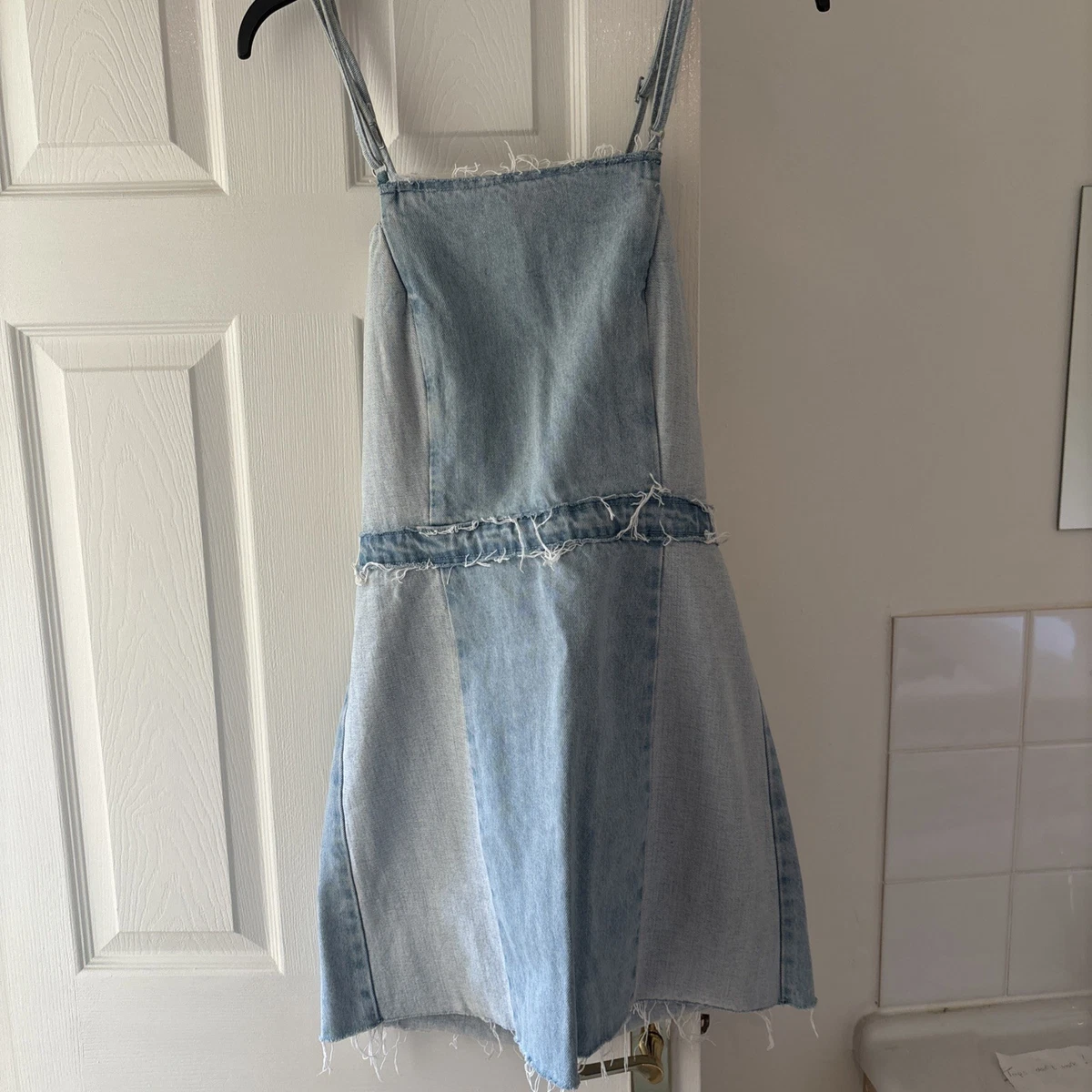 Zara Denim Dress Uk BNWT ZARA Blue Denim Halter Neck Dress Size M