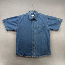Orchard Creations Mens Denim Short Sleeve Button Up Shirt XL ExxonMobil