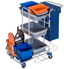 HOMCOM Carrello per Pulizie Professionale Secchio con Strizzatore e Rotelle