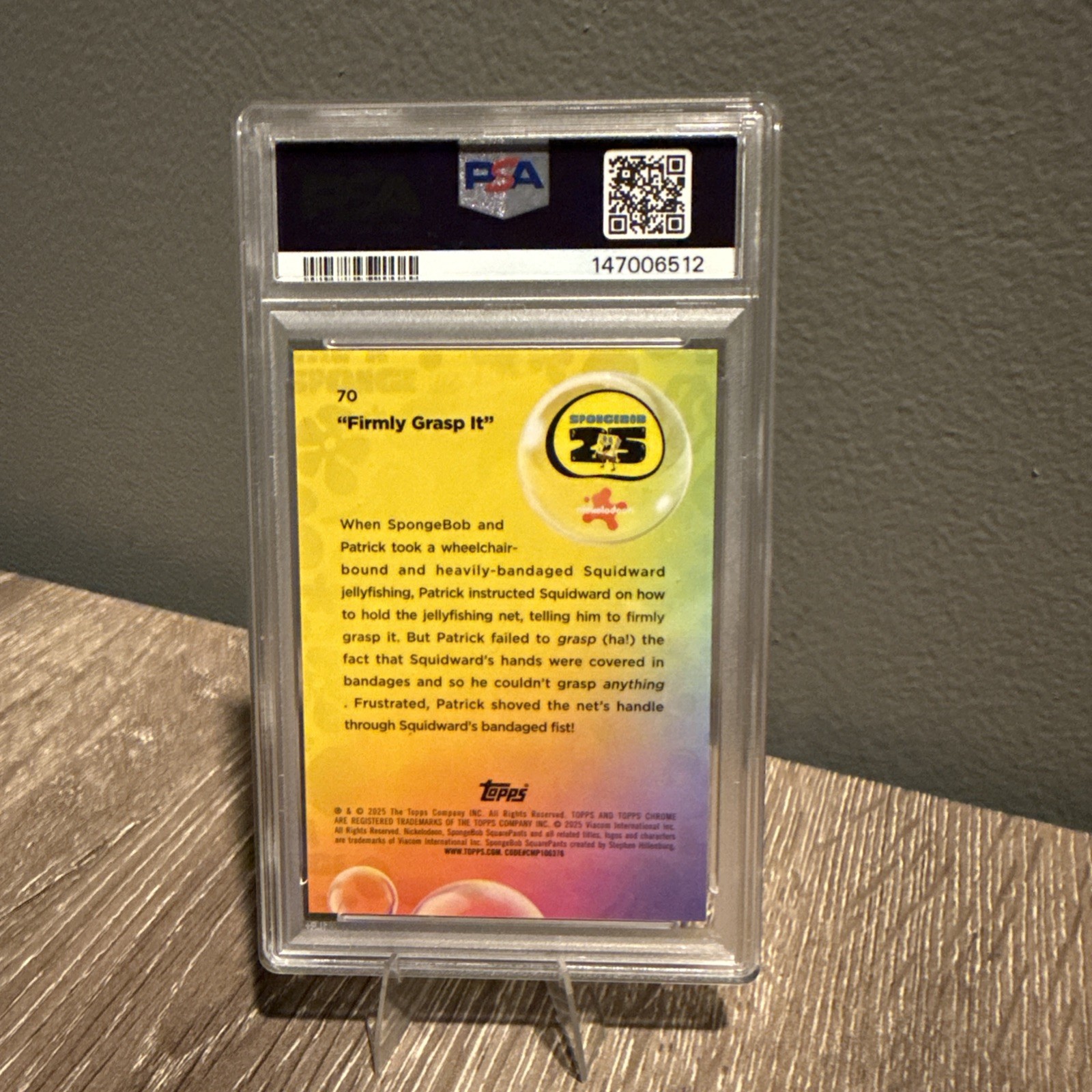 2025 CHROME SPONGEBOB "FIRMLY GRASP IT" Orange Refractor #70 PSA 10 view 8