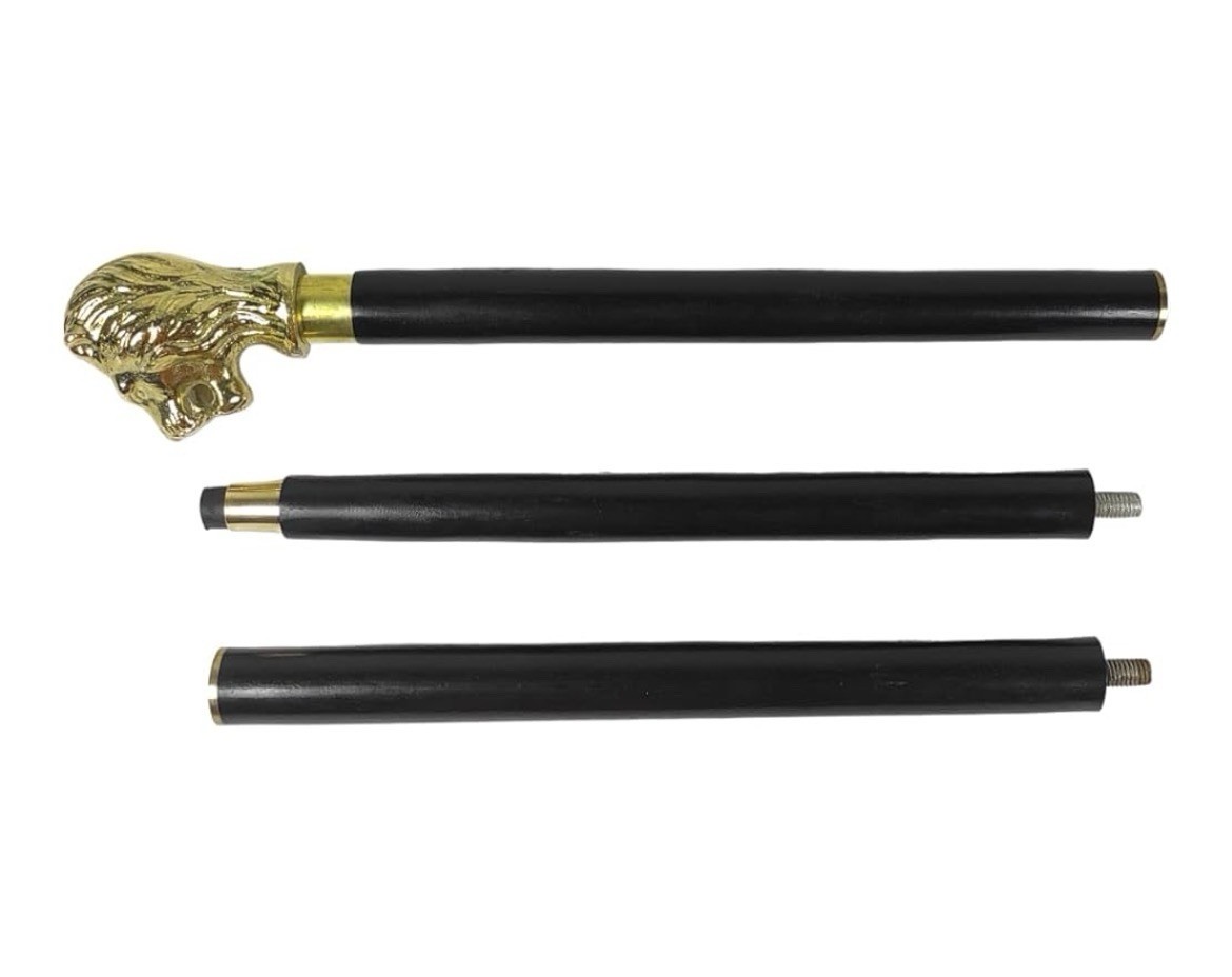 Handcrafted Solid Black Wooden Walking Stick with… - image 4