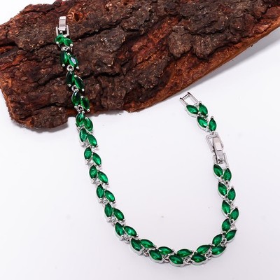 Chrome Diopside 925 Sterling Silver Adjustable Bracelet 7-8'' B14131