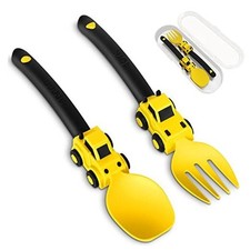 Construction Toddler Utensils - Toddler Forks and Spoons - Kids Yellow
