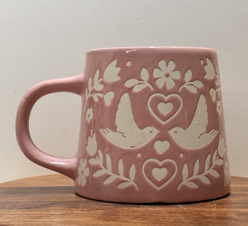 Tabletops Gallery Lovebirds Hearts Floral Ceramic Coffee Tea Mug Gift - Picture 2 of 10