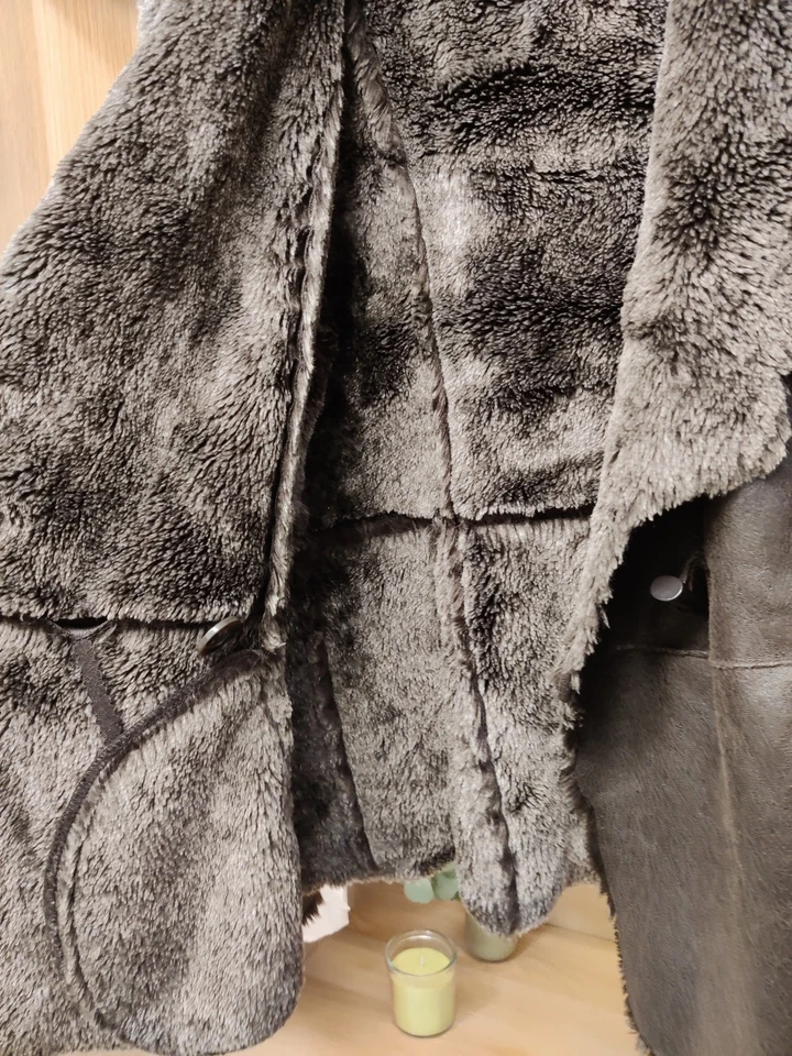 KENAR UK 12 DARK BROWN COAT JACKET FAUX SHEARLING TOGGLE FASTEN CASUAL WOMENS - Image 4 of 4