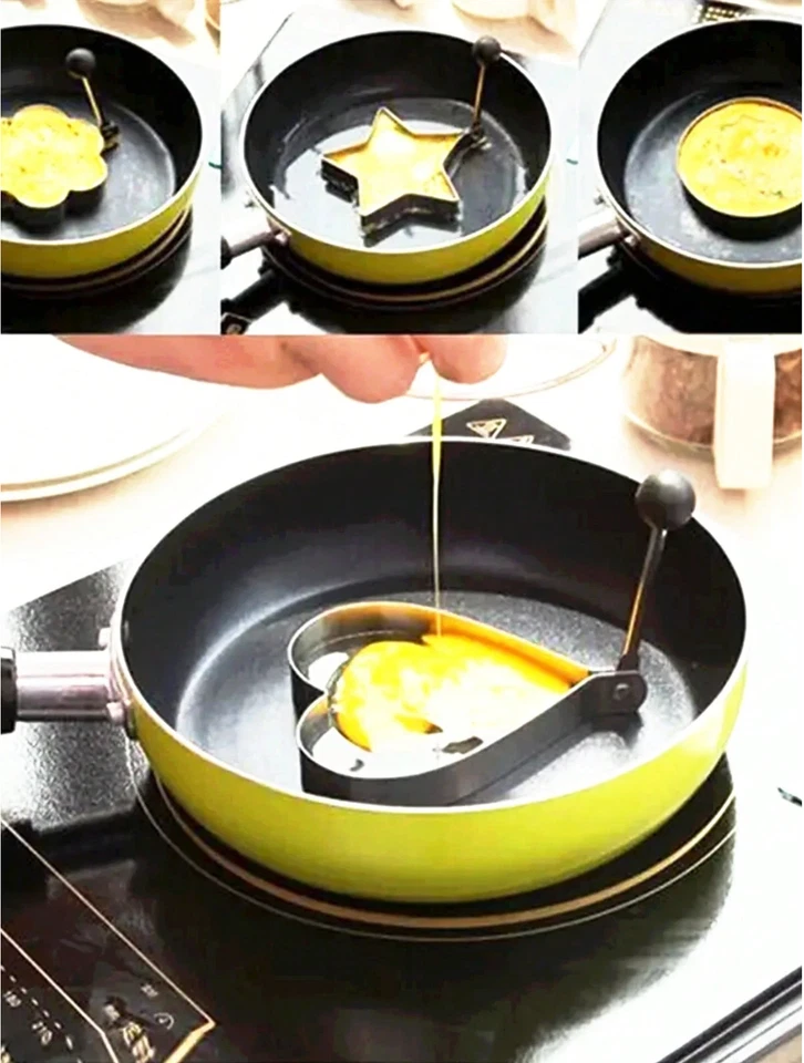 Conjunto de molde de anel de panqueca de ovo de aço inoxidável 5 peças antiaderente conjunto de 5 peças - Imagem 2 de 4