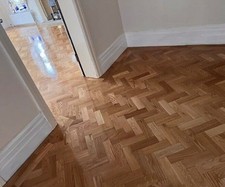 Stunning Reclaimed English White Oak Parquet Flooring - Bespoke Bitumen Removed