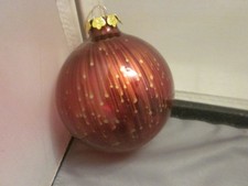 Vintage Burgundy Red with White Streaks Christmas Ornaments 3 1/2"