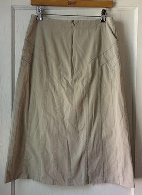 Y2k New Creation Apparel Midi Khaki Seamed Skirt Sz 8 Capsule Classic Retro