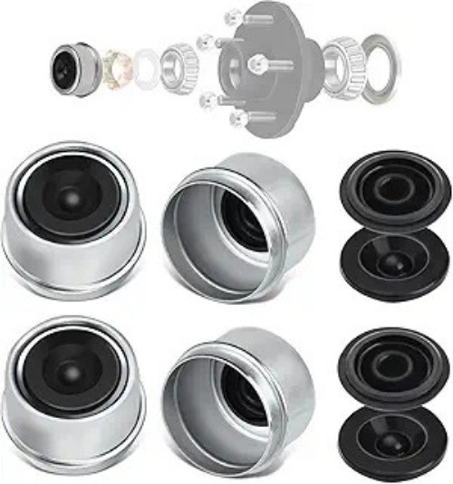4Sets 1.98''OD Trailer Hub Bearing Metal Dust Cover with Extr Color: 1.98 4PCS