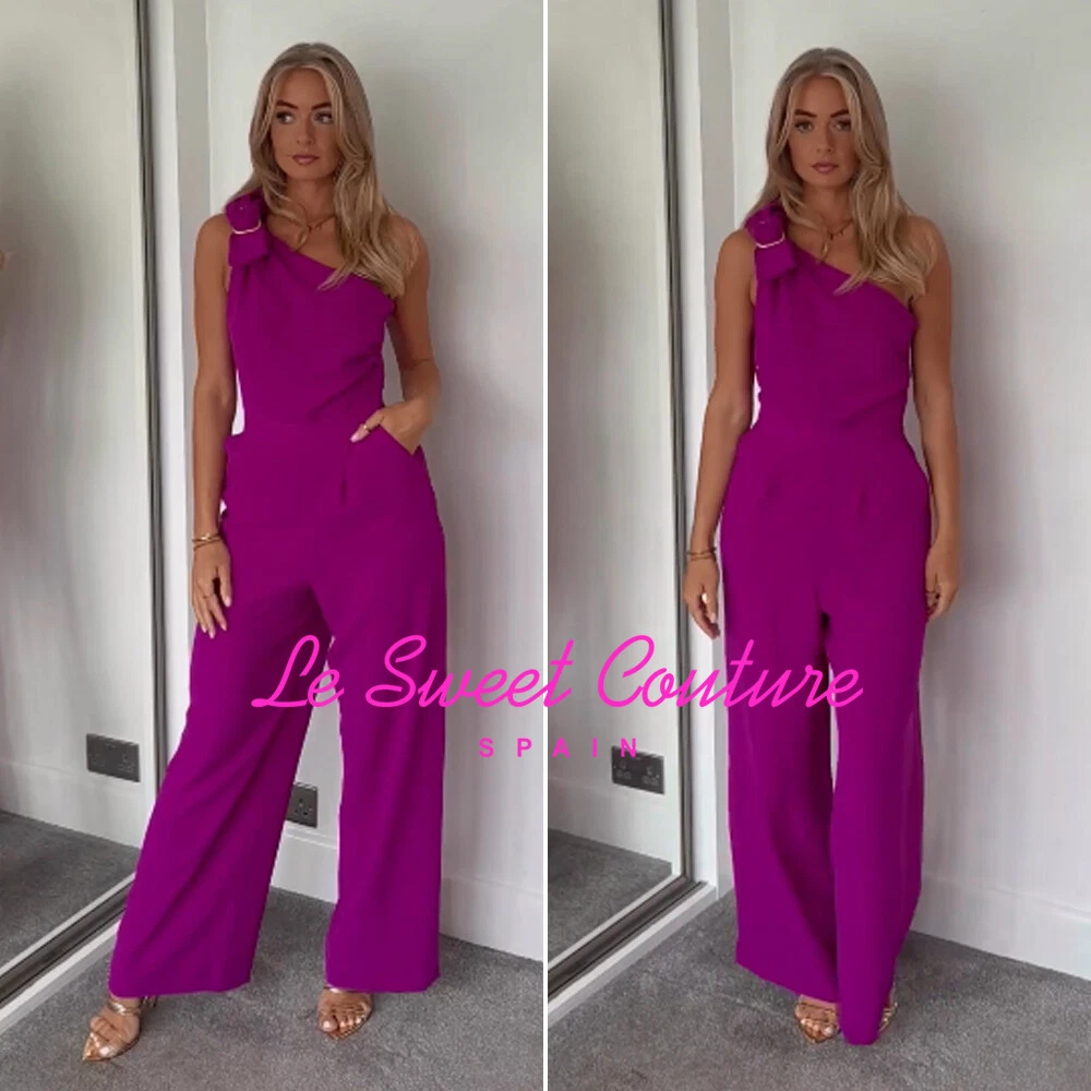 LONG ASYMMETRIC JUMPSUIT - Magenta