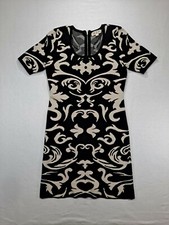 Pink Rose dress size L sweater knit black white Short Sleeve stretch