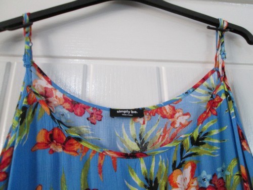 SIMPLY BE Tunic Top Size 26 Blue + Red & Orange Floral Pattern - Picture 3 of 16