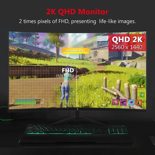 Z-EDGE UG27Q 27" 2K 2560x1440 QHD 165Hz 1ms Curved Gaming Monitor, FreeSync - Picture 3 of 14