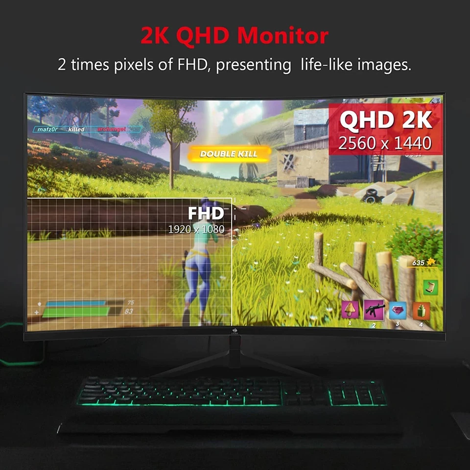 Z-EDGE UG27Q 27" 2K 2560x1440 QHD 165Hz 1ms Curved Gaming Monitor, FreeSync - Image 3 of 4