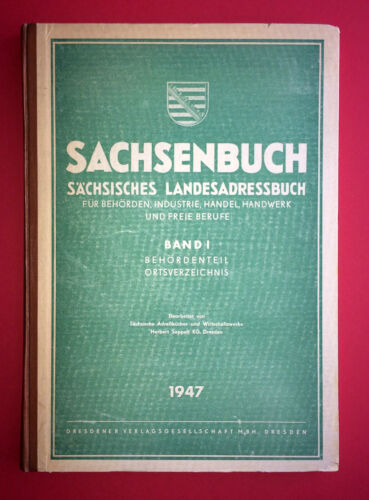 altes Buch SACHSENBUCH Sächsisches Landesadressbuch Band I 1947  ( F14456 - Bild 1 von 2