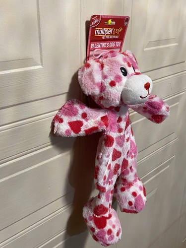 Multipet Wrinkles Wrinkleez Valentine Bear 15” Dog Toy Clinkers & Squeaker - Picture 3 of 5