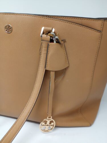 Tory Burch Robinson Tote Saffiano Leather Camel Tan *Damaged* - Picture 2 of 15