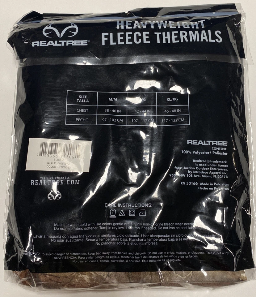 Realtree Men's Camo Heavy Weight Fleece Thermal Performance Crew Top Size Medium - Image 2 of 4