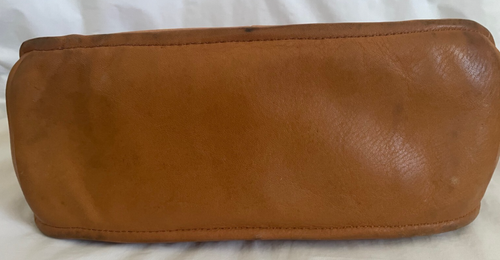 Hobo Tan Genuine Leather Flap Shoulder Crossbody Saddle Bag - Picture 14 of 16