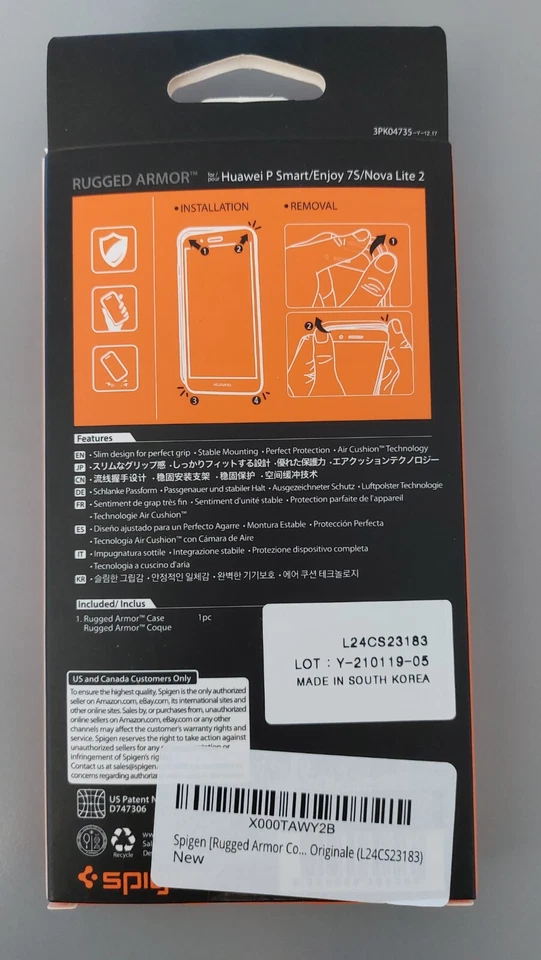 Spigen Cover Rugged Armor Compatibile con Huawei P Smart - Nero - Immagine 2 di 4