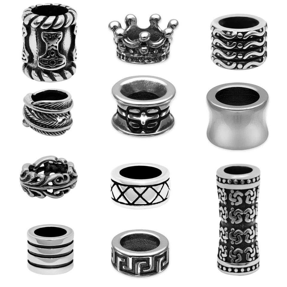 Bartperlen Haarschmuck Haarperlen Wikinger Rune Bikerschmuck Bartschmuck Silber - Bild 1 von 1