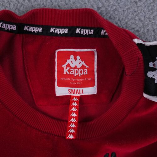 Kappa Sweatshirt Womens Small Red Velour Taped Sleeves Maglia Tracksuit Track - Picture 3 of 11