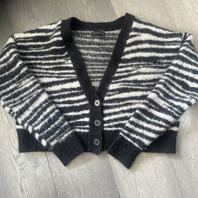 Urban Outfitters Sweater Womens Medium Black Gray Striped Wool