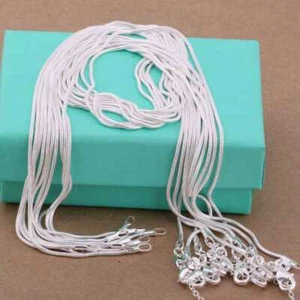 5/10Pcs Commerce de gros 925 argent 2Mm 16-24 pouces Collier chaîne de serpent