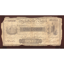 Wakefield Bank 1824 £1 banknote VG Outing 2243d