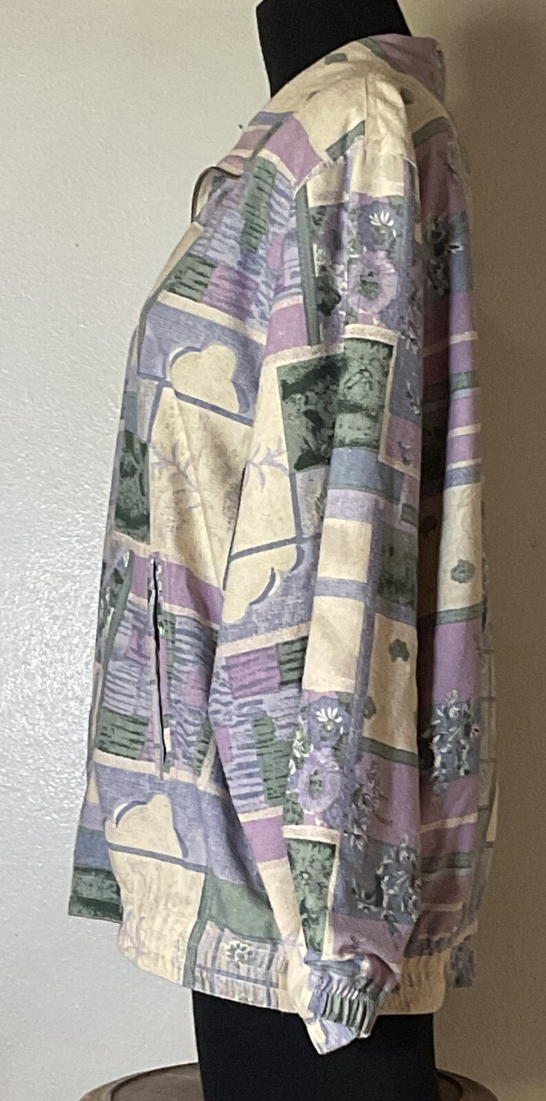 Vintage 100% Silk Pastel Patchwork Pattern Lined … - image 4