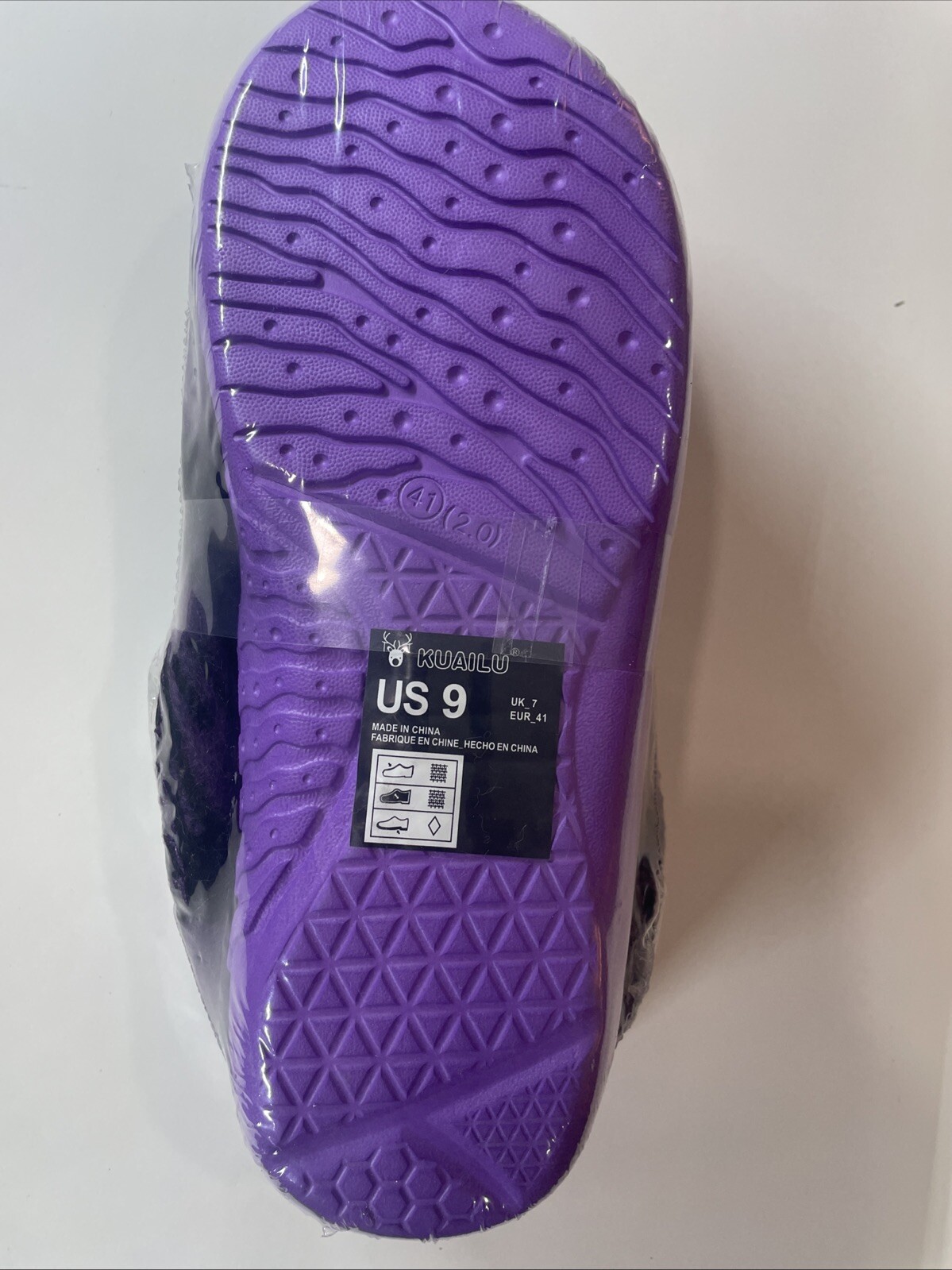 SAOLA KuaiLu Ciabatte da donna con zoccoli viola a quadri con suola rigida taglia 9