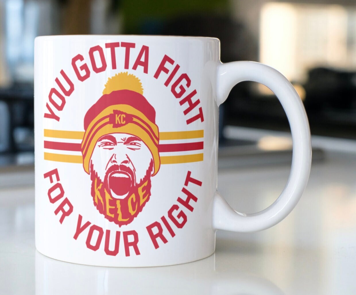 Travis Kelce coffee mug stating,