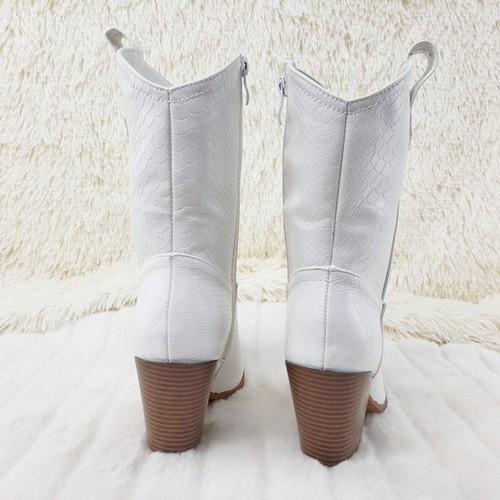 Botas al tobillo Slayer Blancas Vaquera Vaquero Tacones de Bloque Occidentales Tallas EE. UU. 7-11 - Imagen 3 de 12