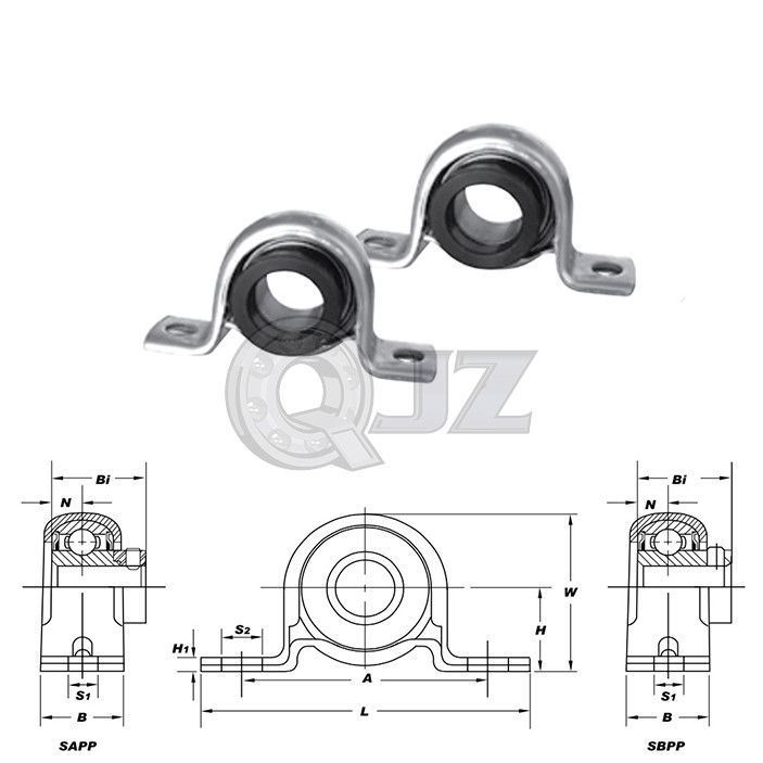 2x 15/16 in Pillow Block Pressed Steel SBPP205-15 Mounted Bearing SB205 ...