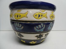 VINTAGE POTTERY POT PLANTER URN VASE DECORATIVE PAINTED GLAZE