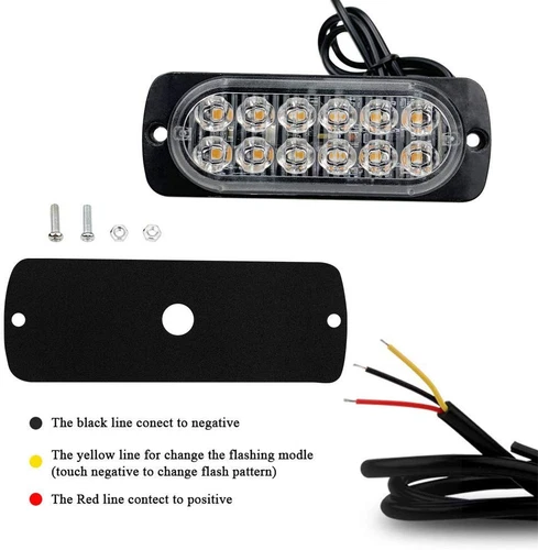 4Stk 12LED Auto Frontblitzer Warnleuchte Blitzlicht LKW Strobe Licht GELB 12/24V - Bild 6 von 12
