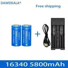 High Quality 3.7V CR123A 16340 5800mWh Rechargeable LI-ION Battery+Charger