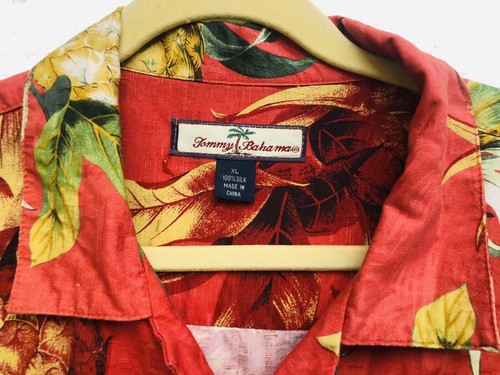 TOMMY BAHAMA Men's Colorful Tropical Graphic Print Hawaiian Silk Shirt XL - Picture 4 of 6