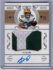 2020 Panini National Treasures AJ Dillon Crossover Rookie Patch Auto #'ed 27/99